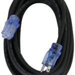 PowerZone OREC732725 Cord, 14/3 AWG Cable, Lighted, 25 ft L, 15 A, 125 V, Black