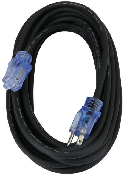 PowerZone OREC732725 Cord, 14/3 AWG Cable, Lighted, 25 ft L, 15 A, 125 V, Black