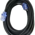 PowerZone OREC732730 Extension Cord, 14/3 AWG Cable, Lighted, 50 ft L, 15 A, 125 V, Black