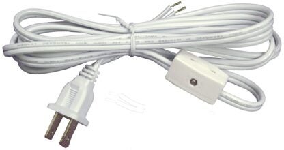 Atron LA945 Lamp Cord with In-Line Switch, 6 ft L, White Sheath