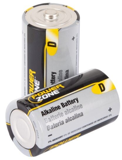 PowerZone LR20-4P-DB Battery, 1.5 V Battery, D Battery, Zinc, Manganese Dioxide, and Potassium Hydroxide Sells in Quantity of 8