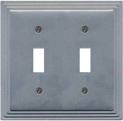 Atron AZTEC Series 65TT Wallplate, 5 in L, 5 in W, 2-Gang, Metal, Satin Nickel