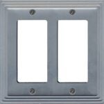 Atron AZTEC Series 65RR Wallplate, 5 in L, 4-5/8 in W, 2-Gang, Metal, Satin Nickel