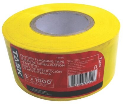 Task T59312 Caution Flagging Tape, 1000 ft L, 3 in W, PVC