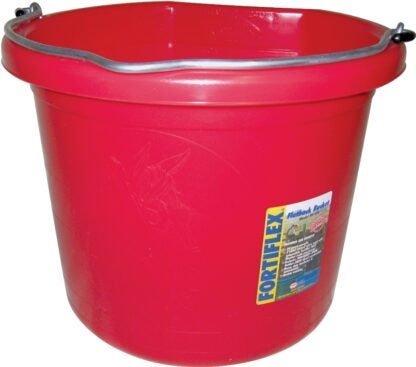 Fortex-Fortiflex FB-124 Series FB-124 R Bucket, 24 qt Volume, Rubber/Polyethylene, Red