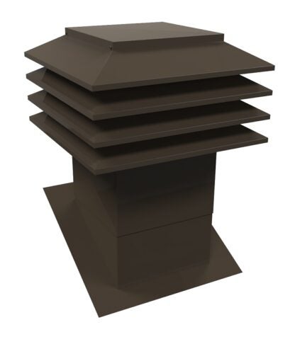 Ventilation Maximum 301-12-B Sloped Roof Ventilator, 19-1/2 in OAL, 12 in OAW, Galvanized Steel, Brown, Powder-Coated