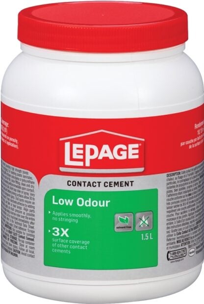 LePage 1536624 Contact Cement, Liquid, White, 1.5 L Bottle