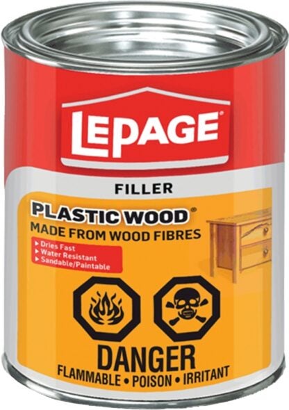 LePage 1819159 Wood Filler, Paste, Acetone, Light Tan, 946 mL Tin