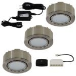 Liteline UCP-LED3-MN Puck Light Kit, 12 VDC, 2 W, 3-Lamp, LED Lamp, 130 Lumens, 3000 K Color Temp, Matte Nickel Fixture