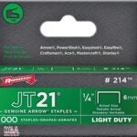 Arrow JT21 Series 214 Flat Crown Staple, 1/4 in W Crown, 1/4 in L Leg, 0.03 ga Gauge Sells in Quantity of 5