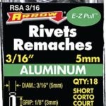 Arrow RSA3/16 Pop Rivet, Short, 1/8 in L, Aluminum