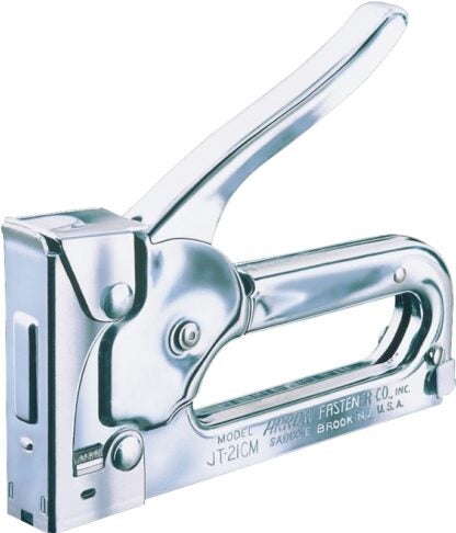 Arrow JT21CM Staple Gun Tacker, JT21 Staple, 7/16 in W Crown, 1/4 to 3/8 in L Leg, Steel Staple