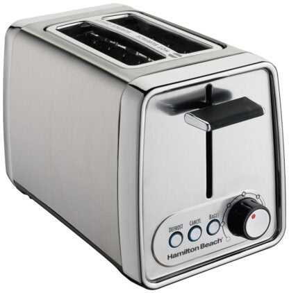 Hamilton Beach 22791C Toaster, 850 W, 2 Slice/Hr, Chrome