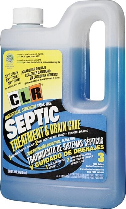 CLR SEP6 Septic Tank Cleaner, Liquid, Light Blue, Odorless, 28 oz Bottle