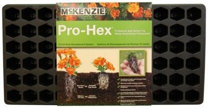 Mckenzie 137210 Seed Starter Tray, 21-1/2 in L Tray, 11 in W Tray, 72-Cell, Plastic, Black