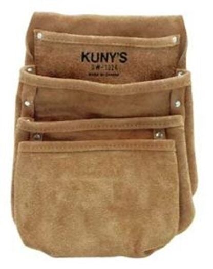 Kuny's Tool Works Series DW1024 Drywall Pouch, 4-Pocket, Leather, Beige