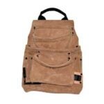 Kuny's Tool Works Series AP-923T Nail and Tool Bag, 16-3/4 in W, 16-3/4 in D, 10 in H, 10-Pocket, Suede Leather, Tan