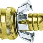 GILMOUR MFG 858004-1001 Clinch Repair Coupling, 5/8 in, Female Threaded, Brass, For: 5/8 in Hose