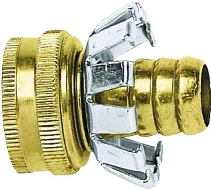 GILMOUR MFG 858004-1001 Clinch Repair Coupling, 5/8 in, Female Threaded, Brass, For: 5/8 in Hose