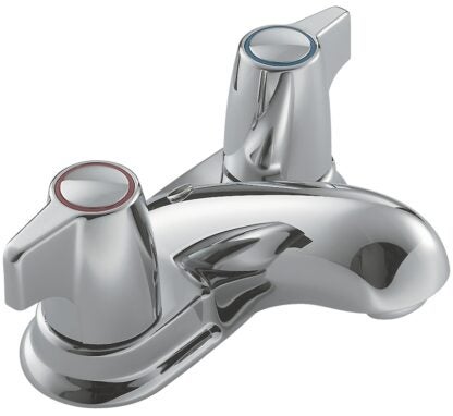 Moen 84013 Bathroom Faucet, Low Arc Spout, Chrome Plated, 1.2 gpm, 2-Faucet Handle, 3-Faucet Hole, Metal