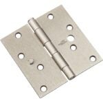 National Hardware N830-404 Door Hinge, Steel, Satin Nickel, Flush, Removable Pin, Full-Mortise Mounting, 55 lb