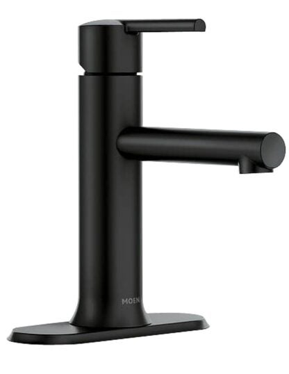 Moen 84770BL Bathroom Faucet, 1.2 gpm, 1-Faucet Handle, 1, 3-Faucet Hole, Metal, Matte Black, 4 in Faucet Centers