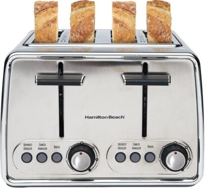 Hamilton Beach 24791C Modern Toaster, 4 -Slice, 5, Button, Dial Control, Stainless Steel, Silver