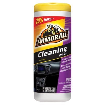 Armor All 10869 Cleaning Wipes, Citrus, Leather, Woody, Effective to Remove: Ground-In Dirt, Dust, Grime, 25-Wipes