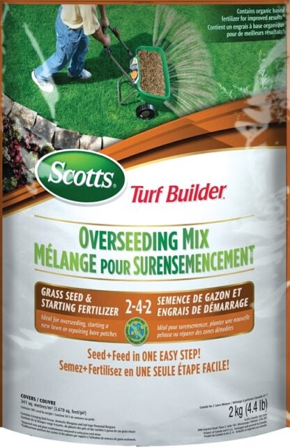 Scotts 12416 Overseeding Mix Grass Seed, 2 kg Pack