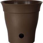 DCN 4706-22 Planter, 6 in Dia, 6 in H, Round, Sleek Design, Plastic, Chocolate