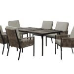 Seasonal Trends SHKVS636B Dining Set, 7-Piece, 6 Seating, Rectangular Table, Laminated Tabletop, Woodgrain Table