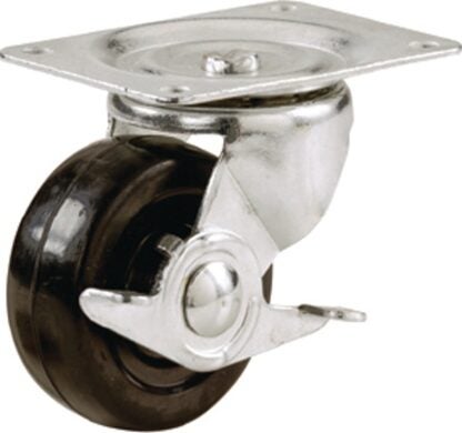 Shepherd Hardware 9510 Swivel Caster, 2-1/2 in Dia Wheel, 1-1/8 in W Wheel, Rubber Wheel, 100 lb