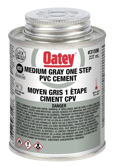 Oatey 48920 PVC 1-Step Medium Gray Cement, 236mL