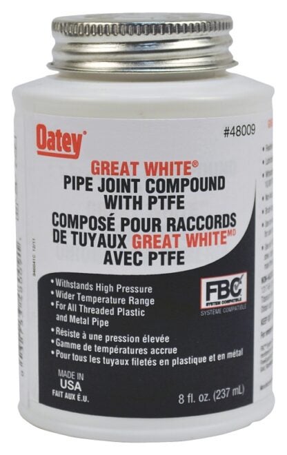 Oatey Great White 48009 Pipe Joint Compound, 237 mL, Paste, White