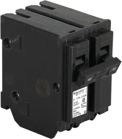 Square D Homeline CHOM240CP Circuit Breaker, Mini, Standard, 40 A, 2 -Pole, 120/240 VAC, Plug Mounting, Black