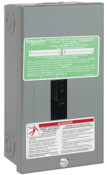 Square D Homeline CHOM24L70SCP Load Center, 70 A, 2 -Space, 4 -Circuit, Main Lug, 4 -Circuit Breaker