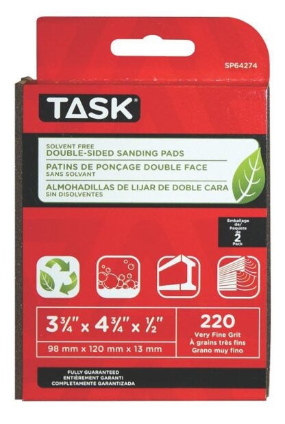 Task Eco Series SP64274 Sanding Pad, 220 Grit, Very Fine, 4-3/4 in L