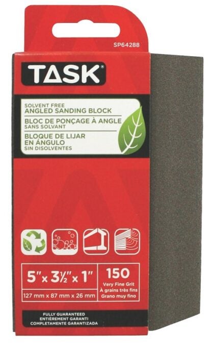 Task Eco Series SP64288 Sanding Block, 5 in L, 3-1/2 in W, 150 Grit, Very Fine