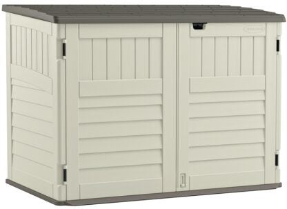 Suncast Stow-Away BMS4700 Storage Shed, 70 cu-ft Capacity, 5 ft 10-1/2 in W, 3 ft 8-1/4 in D, 4 ft 4 in H, Resin