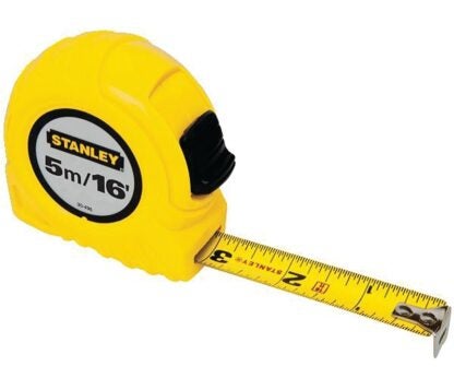 STANLEY 30-496 Measuring Tape, 16 ft L Blade, 3/4 in W Blade, Steel Blade, ABS Case, Yellow Case