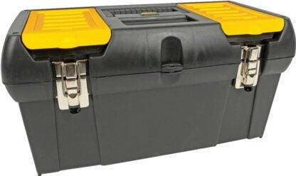 STANLEY 019151M Tool Box with Tray, 4.7 gal, Plastic, Black, 5-Compartment