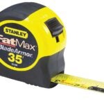 STANLEY 33-735 Measuring Tape, 35 ft L Blade, 1-1/4 in W Blade, Steel Blade, ABS Case, Black/Yellow Case