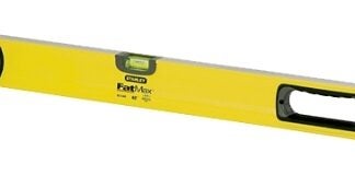 STANLEY 43-548 Box Beam Level, 48 in L, 3-Vial, 2-Hang Hole, Non-Magnetic, Aluminum, Yellow