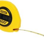 STANLEY 34-106 Measuring Tape, 100 ft L Blade, 3/8 in W Blade, Steel Blade, ABS Case, Yellow Case