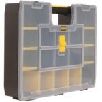 STANLEY STST14027 Tool Organizer, 13 in W, 3.4 in H, 15-Compartment, 14-Drawer, Plastic, Black/Yellow