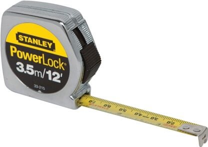 STANLEY 33-215 Measuring Tape, 12 ft L Blade, 1/2 in W Blade, Steel Blade, Die-Cast Metal Case, Chrome Case