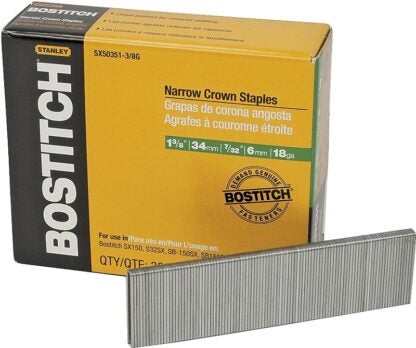 Bostitch SX50351-3/8G Crown Staple, 7/32 in W Crown, 1-3/8 in L Leg, 18 Gauge, Steel