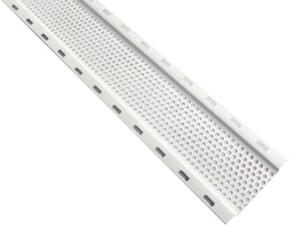 Duraflo 648FTWH Soffit Strip Vent, 8 ft L, 2 in W, 69 sq-in Net Free Ventilating Area, Plastic, White Sells in Quantity of 25