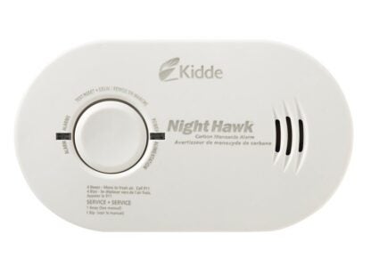 Kidde NightHawk 900-0233 Carbon Monoxide Alarm, 30 to 999 ppm, +/-30 % Accuracy, 4 to 15 min Response, 85 dB, White