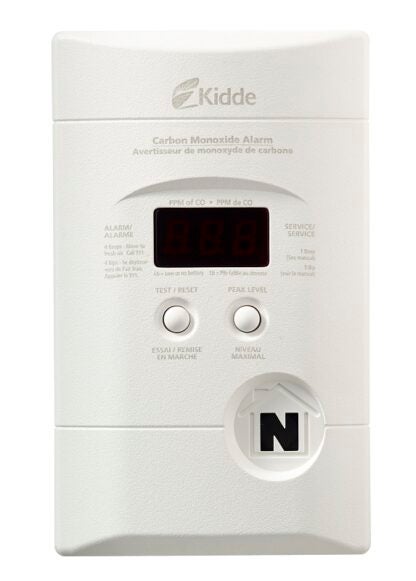 Kidde 900-0076-05 Carbon Monoxide Alarm, 10 ft, +/-30 % Accuracy, 4 to 15 min Response, Digital Display, 85 dB